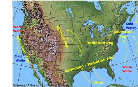 Types of fog that affect the United States